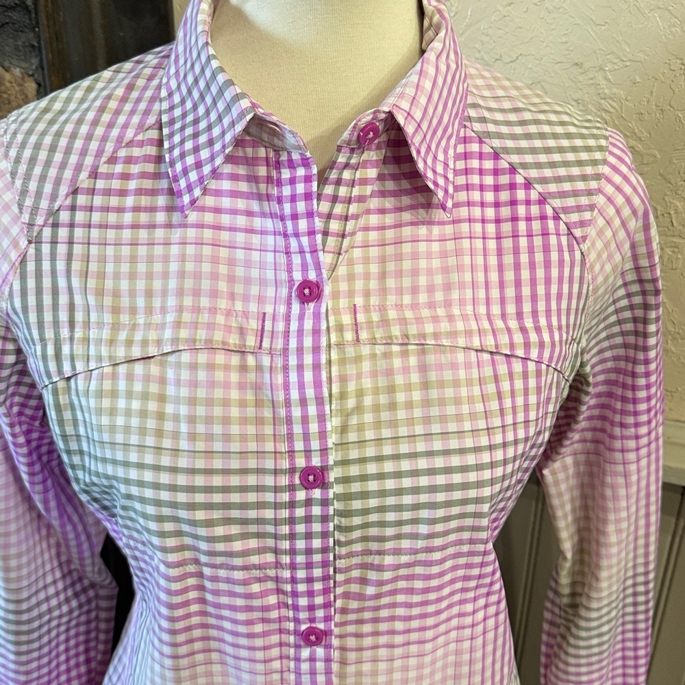 Columbia Pink and White Plaid Button Down Shirt - Picture 2 of 11